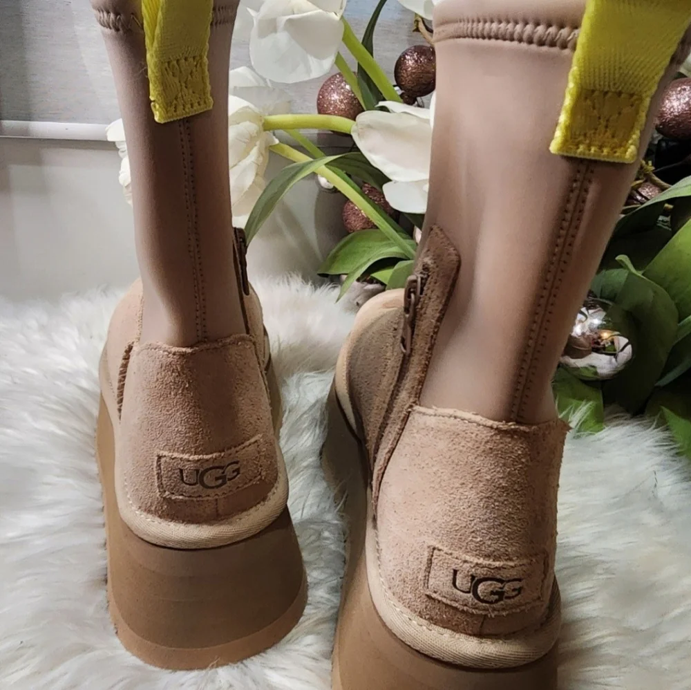 Ugg Classic Dipper Platform Boots 45 Sand Beige New